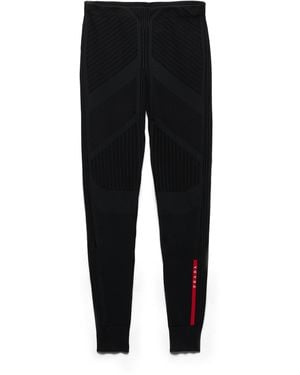 Prada Leggings De Piqué De Re-Nylon, Mujer, Talla - Negro