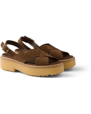 Prada Sandalias De Ante, Mujer, Talla - Marrón