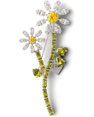 Prada Broche De Metal Con Cristales, Mujer - Blanco