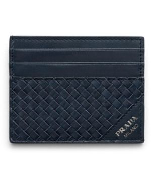 Prada Tarjetero De Piel, Hombre - Azul