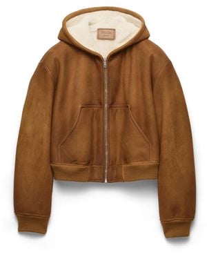 Prada Chaqueta De Borreguillo Con Capucha, Mujer, Talla - Marrón