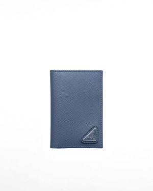 Prada Tarjetero De Piel, Hombre - Azul