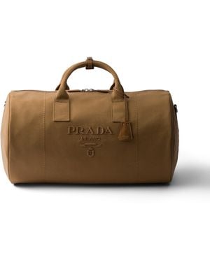 Prada Bolsa De Viaje De Lona - Marrón