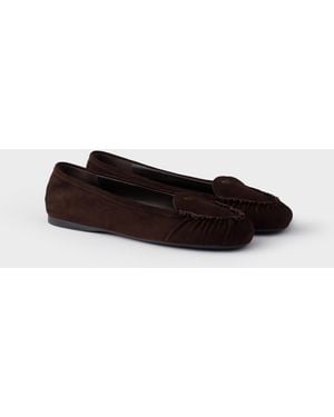 Prada Suede Ballerinas - White