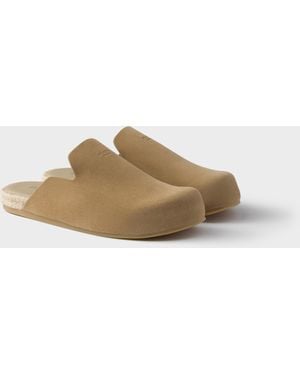 Prada Mules En Veau Velours - Blanc