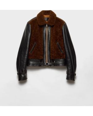 Prada Jacke Aus Leder Und Lammfell - Braun