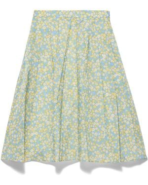 Prada Falda De Re-Nylon Con Estampado Floral Completo Mujer, Talla - Verde