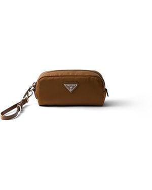 Prada Pouch Mini De Re-Nylon, Mujer - Marrón