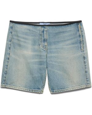 Prada Bermudas De Tejido Vaquero Lavado, Mujer, Talla - Azul