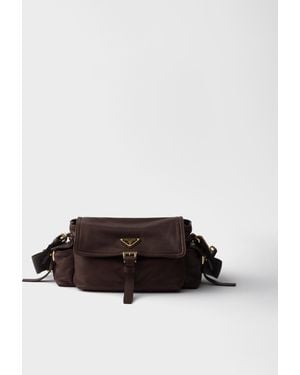 Prada Sac Porté Épaule Explore En Cuir Nappa - Marron