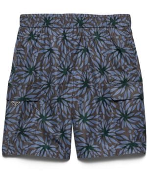 Prada Bañador De Re-Nylon Estampado, Hombre, Talla - Azul