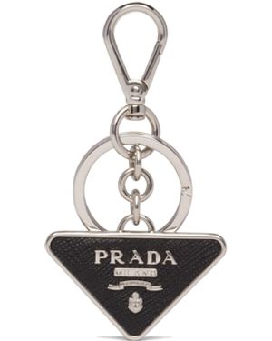 Prada Llavero En Piel Saffiano Y Metal, Hombre - Blanco