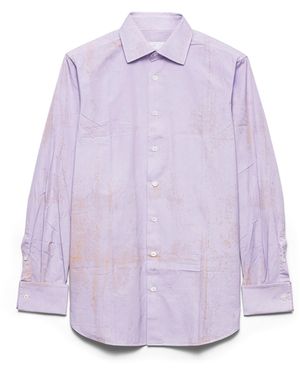 Prada Camisa De Algodón, Hombre, Talla - Morado
