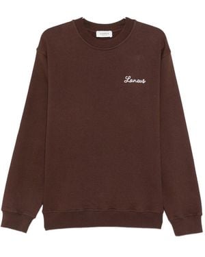 Laneus Felpa Con Logo Ricamato - Marrone