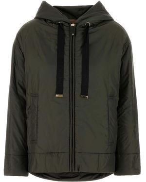 Max Mara Giacca Effetto Matelassé Con Cappuccio - Nero