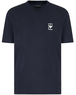 Emporio Armani T-Shirt Mini Logo Petto Gommato - Blu