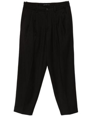 Low Brand Pantaloni Neri A Gamba Ampia Con Pieghe - Nero