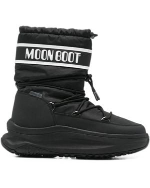 Moon Boot Stivali Con Fascia Logo Neri - Nero