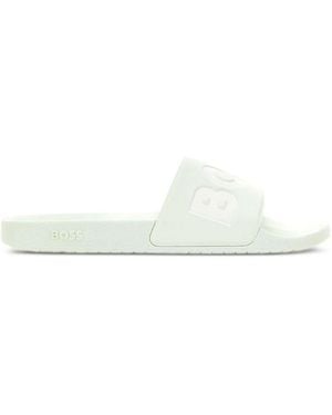 BOSS Ciabatte Con Logo Rialzato Bianche - Bianco