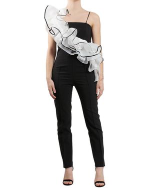 BABYLON COLLECTION Tuta Intera Nera Con Voilant Frontale Asimmetrico - Nero