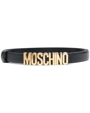 Moschino Cintura Sottile Fibbia Oro - Nero