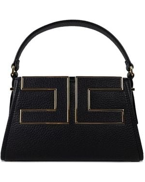 Elisabetta Franchi Borsa Tote Nera A Trapezio Con Logo - Nero