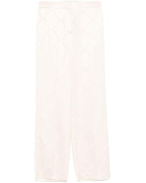 Twinset Pantalone Logo Jaquared - Bianco
