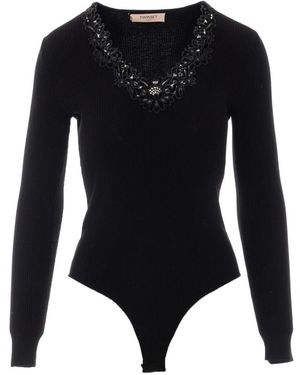 Twinset Body Con Scollo Decorato - Nero
