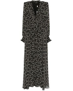 BABYLON COLLECTION Abito Lungo Scuro Con Stampa Catena E Scollo A V - Nero