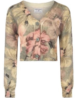 Mc2 Saint Barth Cardigan Lyza Fantasia Floreale - Bianco