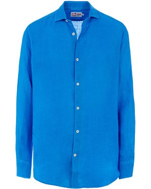 Mc2 Saint Barth Camicia Pamplona Lino - Blu