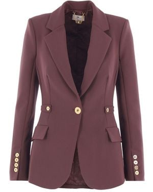 Elisabetta Franchi Blazer Monopetto Con Bottoni Dorati - Viola