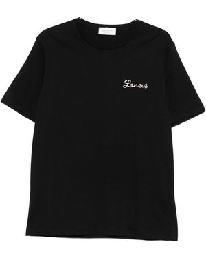 Laneus T-Shirt Nera Con Logo Ricamato - Nero