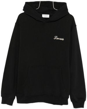 Laneus Felpa Nera Con Cappuccio E Logo - Nero