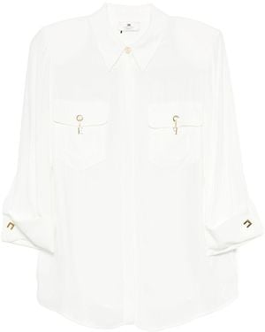 Elisabetta Franchi Camicia Con Tasche Ad Aletta - Bianco
