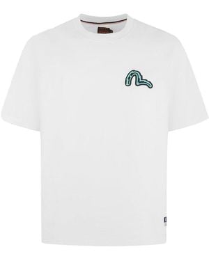 Evisu T-Shirt Regular Fit Con Stampa Seagull E Daruma Totem - Bianco