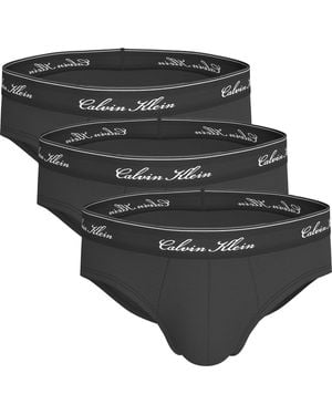 Calvin Klein Slip Icon Cotton Con Scritta Neri - Nero