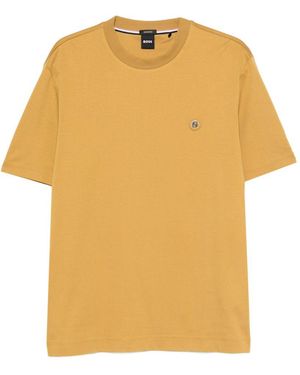 BOSS T-Shirt Girocollo Con Logo - Giallo