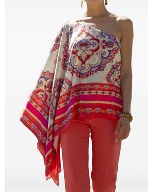 Hanita Blusa Asimmetrica Fantasia Raso - Rosso