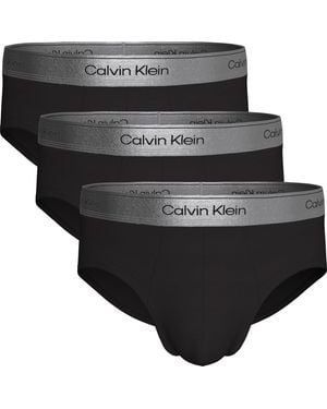 Calvin Klein Slip Hip Brief Con Logo, Confezione Da Tre - Nero
