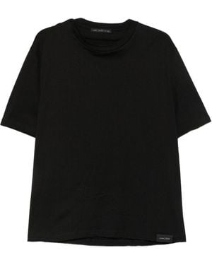 Low Brand T-Shirt Con Bordatura Al Collo Nera - Nero