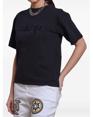 Akep T-Shirt Nera Ricami Texani Retro - Nero