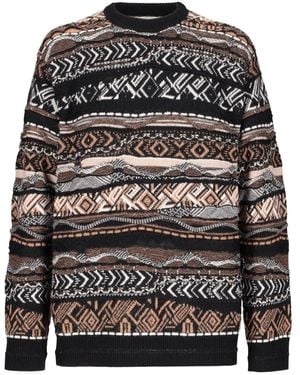 Laneus Maglione Girocollo Con Motivo Fair Isle - Grigio