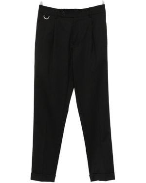 Low Brand Pantaloni Neri Dritti Con Pieghe E Chiusura Frontale - Nero