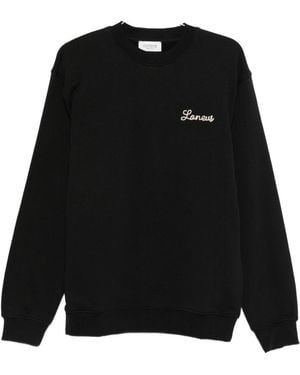 Laneus Felpa Nera Con Logo Ricamato - Nero