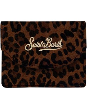 MC2 Saint Barth Portacarte Con Logo Leopardato - Nero