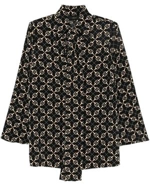 BABYLON COLLECTION Camicia Con Motivo Geometrico E Fiocco Frontale - Nero