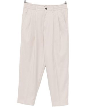 Low Brand Pantaloni Dritti Con Pieghe - Bianco