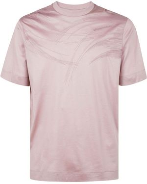 Emporio Armani T-Shirt Con Ricami - Rosa