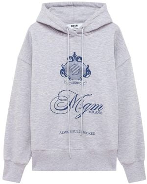MSGM Felpa Con Stemma Stampato Grigia - Grigio